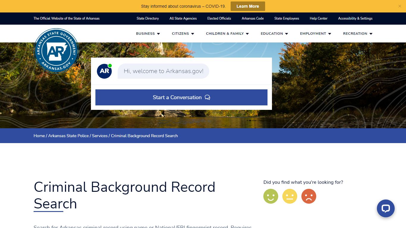 Criminal Background Record Search | Arkansas.gov